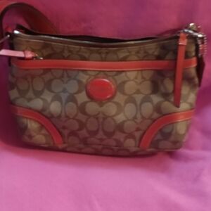 Elegant Brown and Red Shoulder Bag